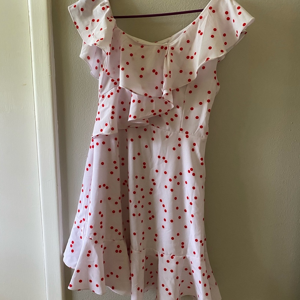Lea & Viola Off the Shoulder Polka Dot Dress